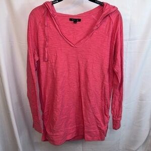 Karissa & Me Sweater Hooded V-Neck Pullover Long Sleeve Cinched Hips Light Top